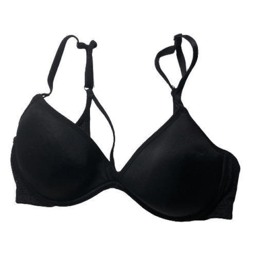 #2714 Victoria's Secret PINK Black Padded Push Up Bra Underwire Plunge Size 34C